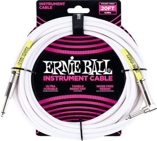 Ernie Ball Instrument Cable 6.3mm male - 6.3mm male 6m White (6047)