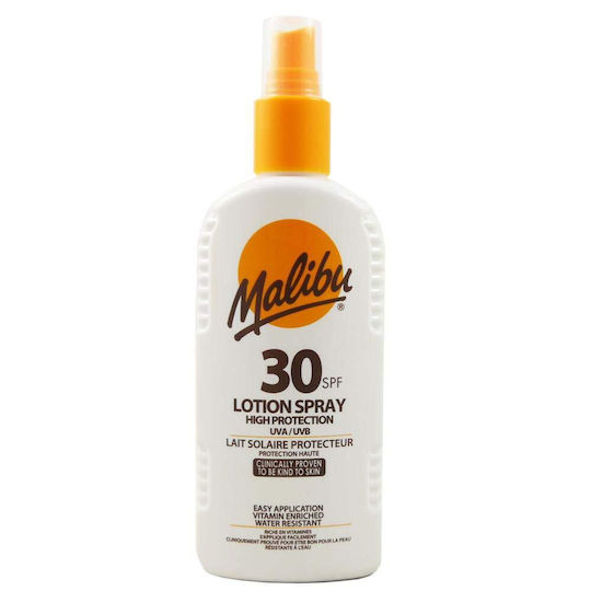 Malibu Αδιάβροχη Αντηλιακή Λοσιόν για το Σώμα SPF30 σε Spray 200ml