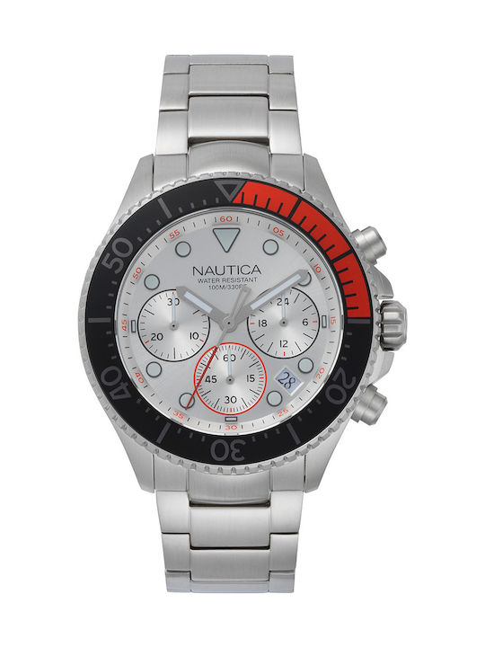 Nautica Uhr Chronograph Batterie mit Silber Met...