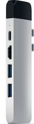Satechi Docking Station με Διπλό USB-C HDMI 4K PD Ethernet Ασημί (ST-TCPHES)