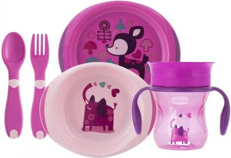 Chicco Σετ Φαγητού All you Need από Πλαστικό Ροζ 5τμχ για 12+ μηνών
