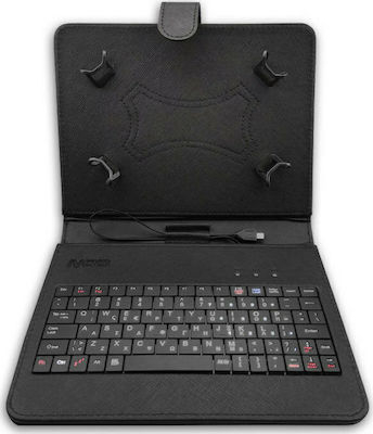 NOD TCK-08 8" Flip Cover Piele artificială cu Tastatură Greacă Negru (Universal 8" - Universal 8") 141-0091