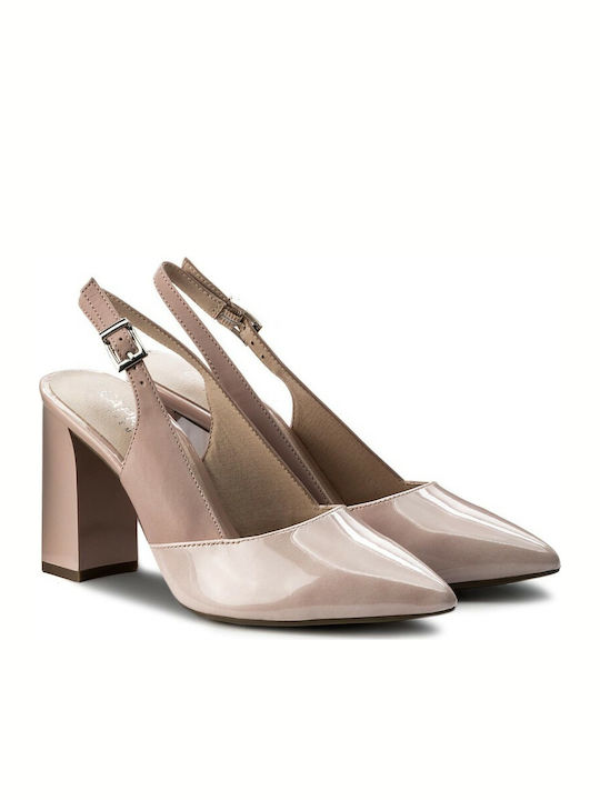 Caprice Anatomic Leather Pointed Toe Pink Heels