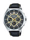 Casio Uhr Chronograph Batterie mit Schwarz Lederarmband MTP-E303L-1A