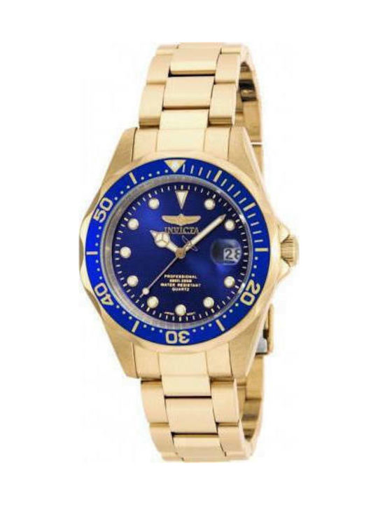 Invicta Pro Diver Watch Battery with Gold Metal Bracelet