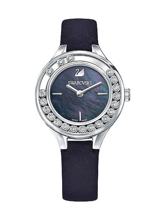 Swarovski Lovely Crystals Mini Watch with Black Leather Strap