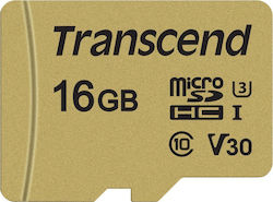 Transcend 500S microSDHC 16GB Clasa 10 U3 V30 UHS-I cu adaptor