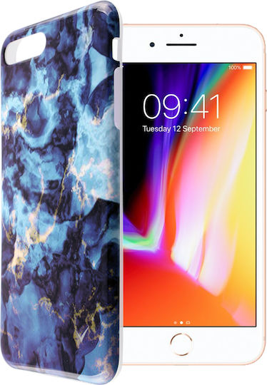 Volte-Tel Мраморен TPU Задна Корица Силиконов Син iPhone 8/7 Plus