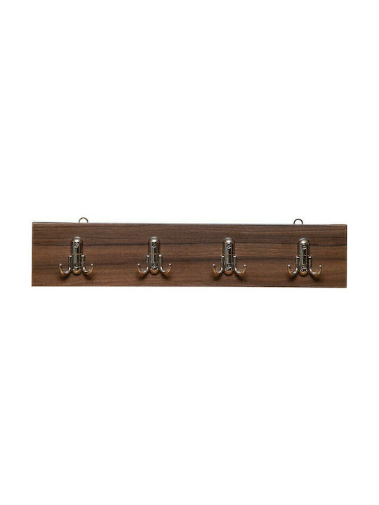 Aline Wooden Wall Hanger with 8 Slots Walnut 50x10cm 1pc