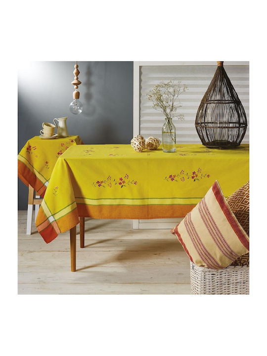 Whitegg Tablecloth with Embroidery 10411 Yellow 180x180cm