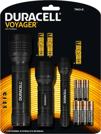 Duracell Φακός LED με Μέγιστη Φωτεινότητα 70lm Σετ Voyager Trio-E 3τμχ 3τμχ