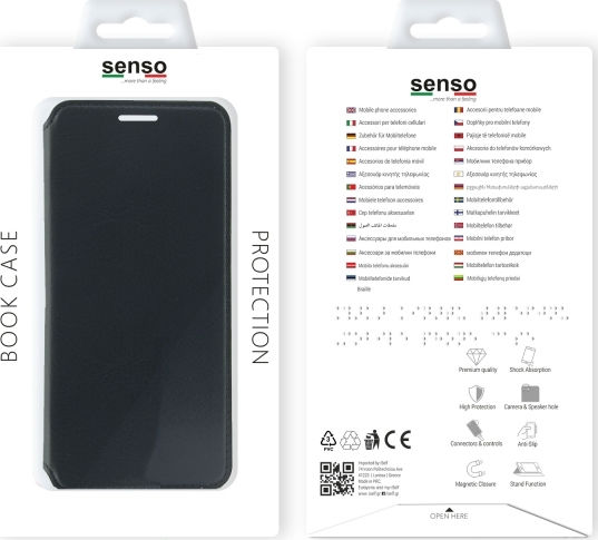 Senso Oval Stand Buchen Sie Synthetisches Leder Schwarz (Galaxy J6)