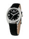 Hoops Steel Watch with Black Leather Strap