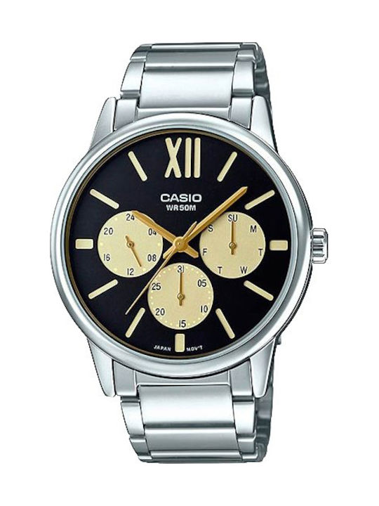 Casio Uhr Chronograph Batterie mit Silber Metallarmband MTP-E312D-1B1