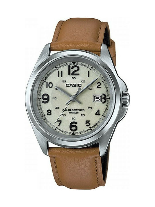 Casio Watch Battery with Brown Leather Strap MTP-S101L-9B