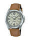 Casio Watch Battery with Brown Leather Strap MTP-S101L-9B