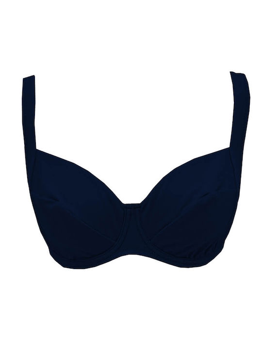 Blaues Marine-Bikinioberteil ohne gepolsterte Cups E/F Angel Mare 011/17