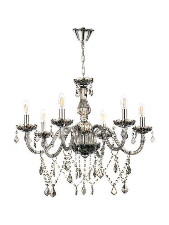 Inlight 5314-6 Chandelier Candlestick 6xE14 Transparent 68cm Dimmed 5314-6-FIME