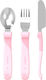 Twistshake Baby Cutlery Set Stainless Set Spoon Knife Fork 12m+ Pastel made of Plastic for 12+ months Pink 3pcs