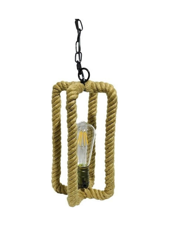 GloboStar Halvid Pendant Lamp with Rope E27 Brown