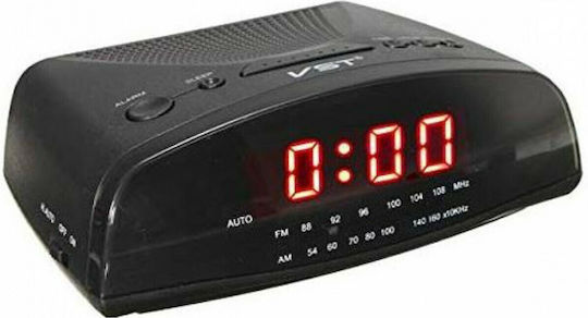 Tischuhr Digital LED mit Wecker & Tischradio Schwarz VST-905