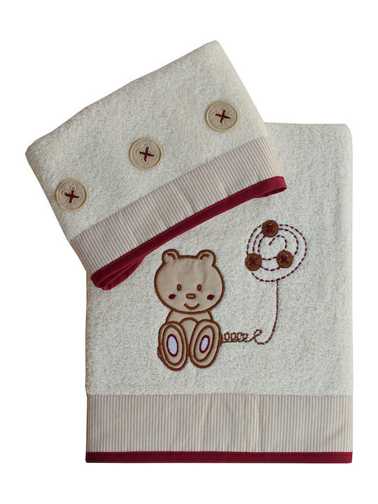 Bebe Stars Set of baby towels 2pcs Teddy Bear Beige
