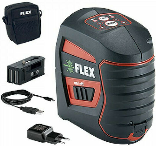 Flex Alc 2/1-G Αυτορυθμιζόμενο Γραμμικό Αλφάδι Laser Πράσινης Δέσμης 3.7V με Εύρος Εργασίας 20m