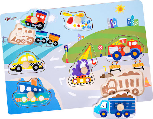 Lemnos Puzzle pentru Copii cu Îmbinări Puzzle Trafic Auto 7buc Classic World