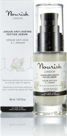 Nourish London Argan Anti-Ageing Peptide Moisturizing & Anti-aging Serum Face with Peptides & Hyaluronic Acid for Detoxification & Revitalization 30ml