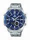 Casio Edifice Analog/Digital Men's Watch 46.6mm Chronograph Battery with Silver Metal Bracelet