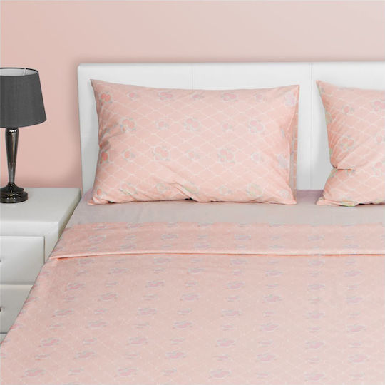 Fennel Bettbezug-Set Baumwolle Übergröße mit 2 Kissenbezügen 220x240 Comfort Blume Rosa