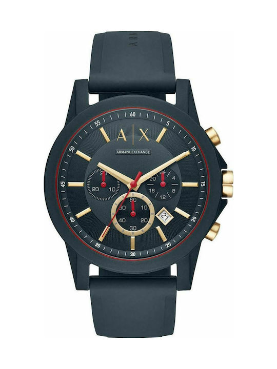 Armani Exchange Chronograph Watch Chronograph Battery with Blue Rubber Strap