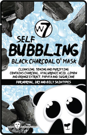W7 Cosmetics Self Bubbling Charcoal O2 Sheet Μάσκα Προσώπου για Αποτοξίνωση με Ενεργό Άνθρακα 20gr