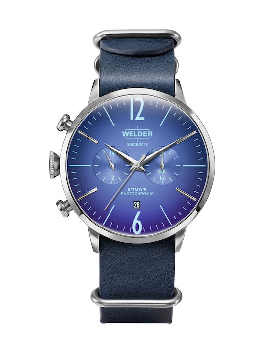 Welder Watch Chronograph Battery with Blue Leather Strap WWRC507