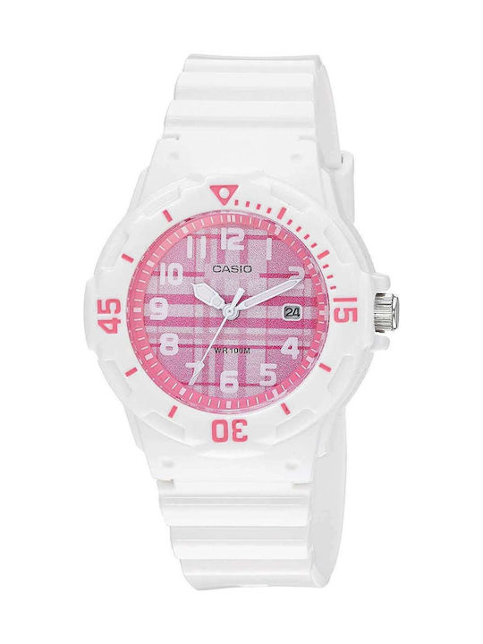 Casio Collection Damen Uhr mit Weiß Kautschukar...