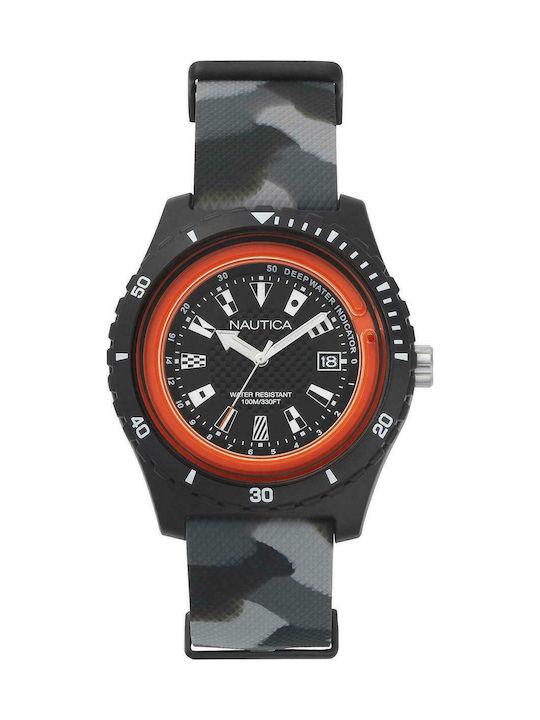 Nautica Ανδρικό Ρολόι 46mm Μπαταρίας με Γκρι Καουτσούκ Λουράκι
