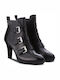 Caprice Leather Women's Ankle Boots Black