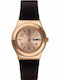 Swatch Brownee Γυναικείο Ρολόι 33mm Μπαταρίας με Καφέ Καουτσούκ Λουράκι