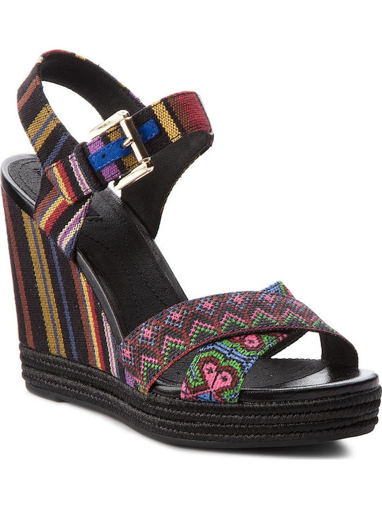 D Janira G Anatomic Women's Leather Ankle Strap Platforms Black