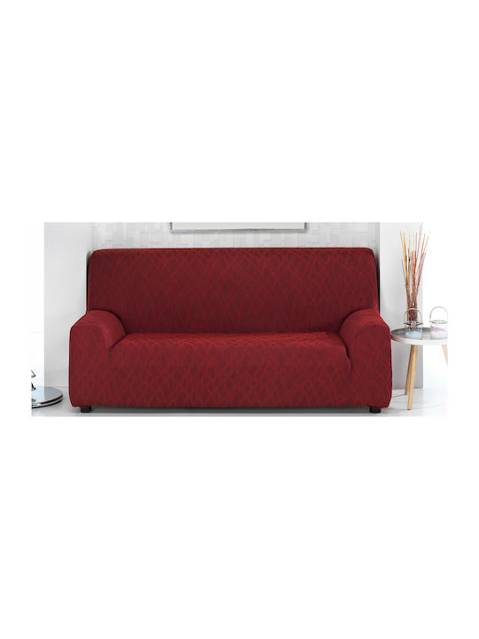 Mc Decor Ελαστικό Κάλυμμα Τετραθέσιου Καναπέ Waves Κόκκινο 230cm