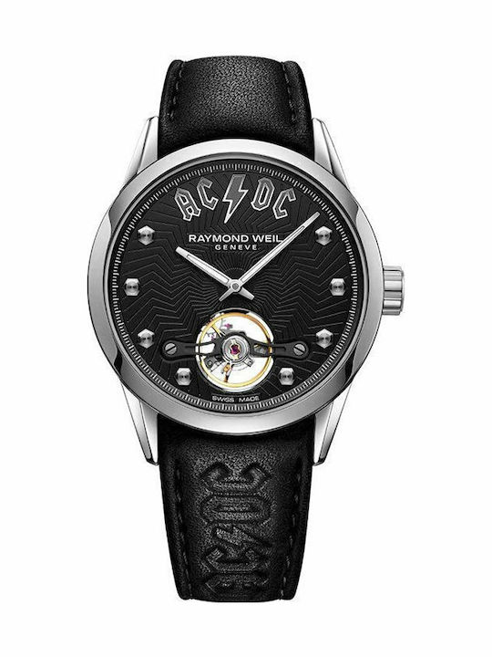 Raymond Weil Ανδρικό Ρολόι 42mm Αυτόματο με Μαύρο Δερμάτινο Λουράκι