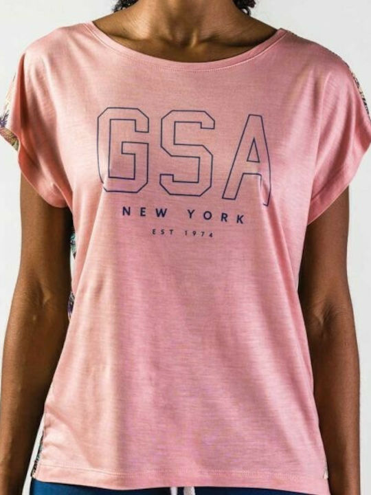 GSA Graphic Tee Allover Print Γυναικείο Αθλητικό T-shirt Ροζ