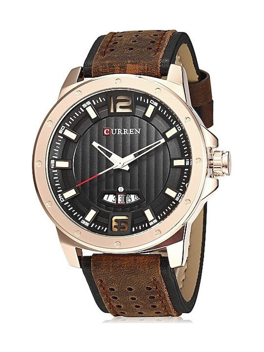 Curren Watch Battery with Leather Strap Brown /...