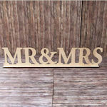 WOODEN PLAQUE MR & MRS 58X12CM