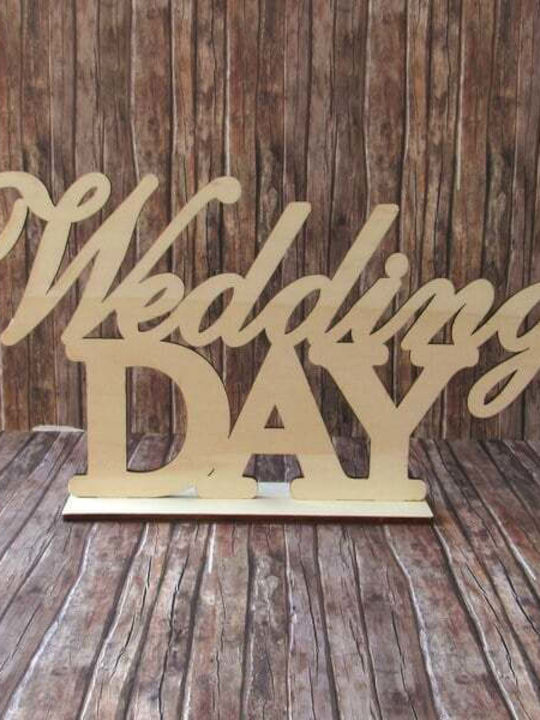 WOOD WEDDING DAY 40X20CM NATURAL