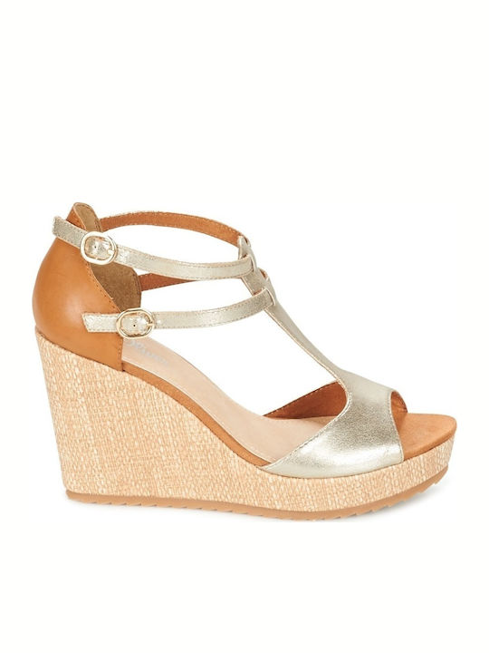 S.Oliver Women's T-Strap Platforms Gold 5-28316-28-939