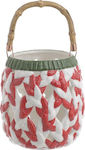 Inart Christmas Ceramic Red Lantern 17.5x15cm