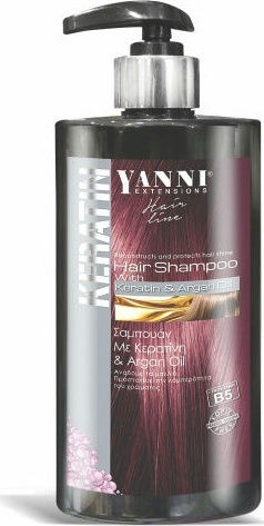 Yanni Extensions Keratin & Argan Oil Σαμπουάν Αναδόμησης/Θρέψης & Ενυδάτωσης για Όλους τους Τύπους Μαλλιών 500ml