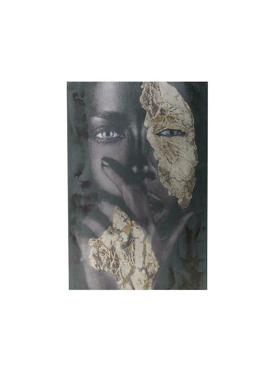 Inart Γυναικεία Φιγούρα Μάυρο/Χρυσό Πίνακας σε Καμβά 80x120cm