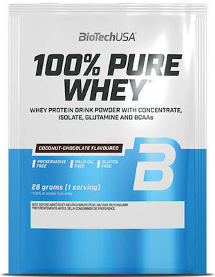 Biotech USA 100% Pure Whey Proteină din Zer Fără gluten cu Aromă de Ciocolată cu nucă de cocos 28gr